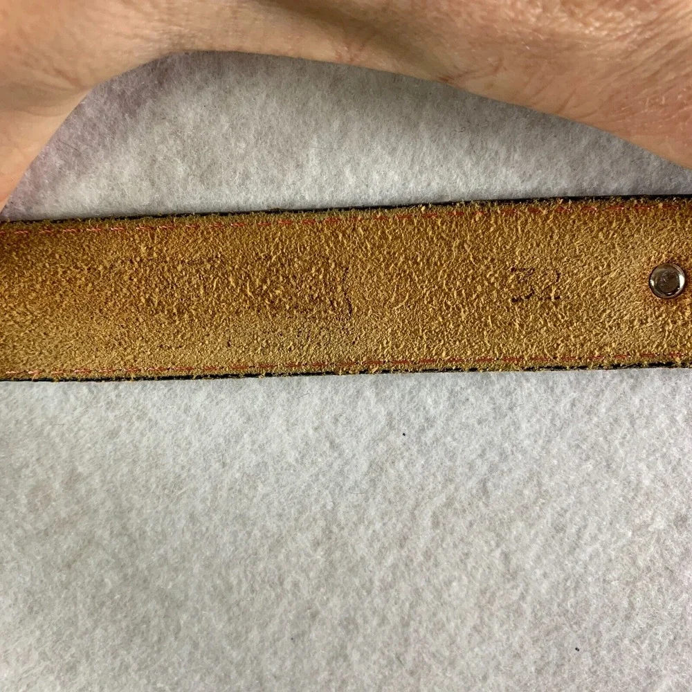 Vintage Womens Leather Belt Sz 32 Red Navy Fish Stitch Conchos‎ Coastal Boho